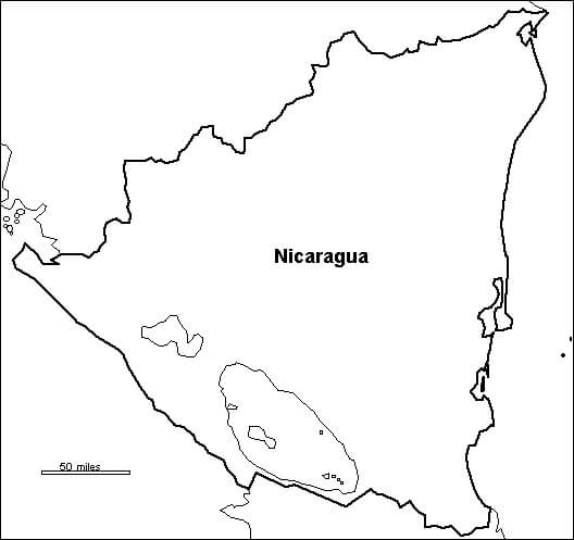 Mappa del Nicaragua da colorare