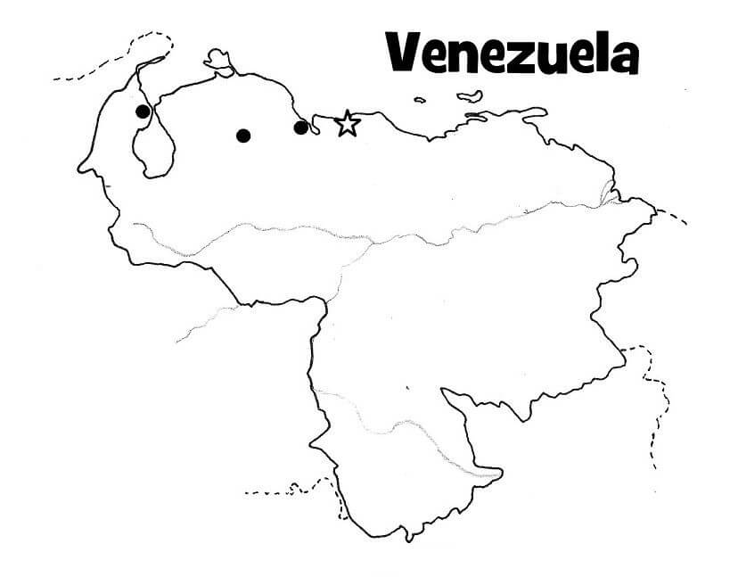 Mappa del Venezuela da colorare