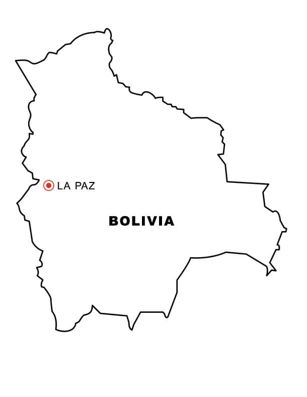 Mappa della Bolivia da colorare