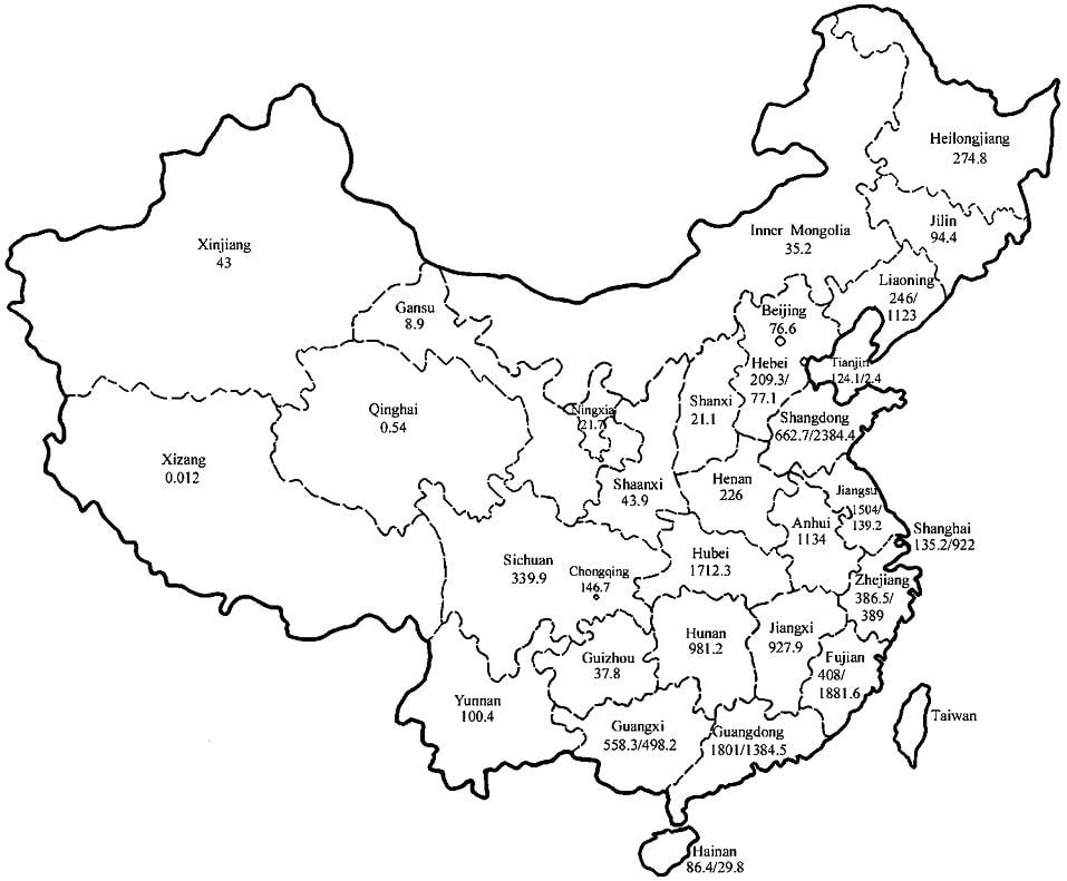 Mappa della Cina da colorare