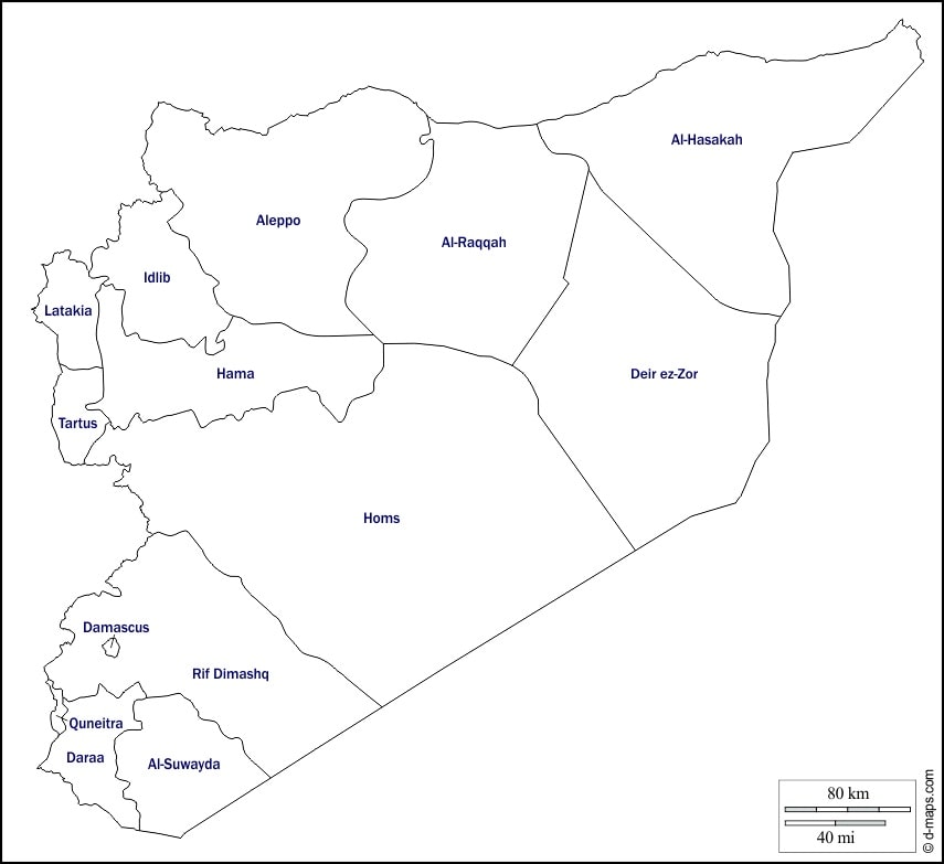 Mappa della Siria da colorare