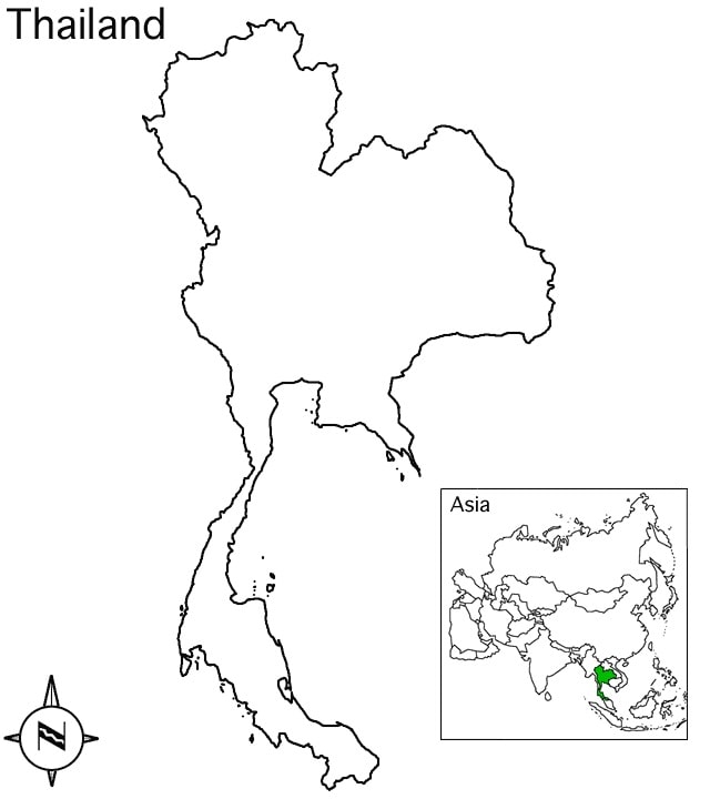 Mappa della Thailandia da colorare