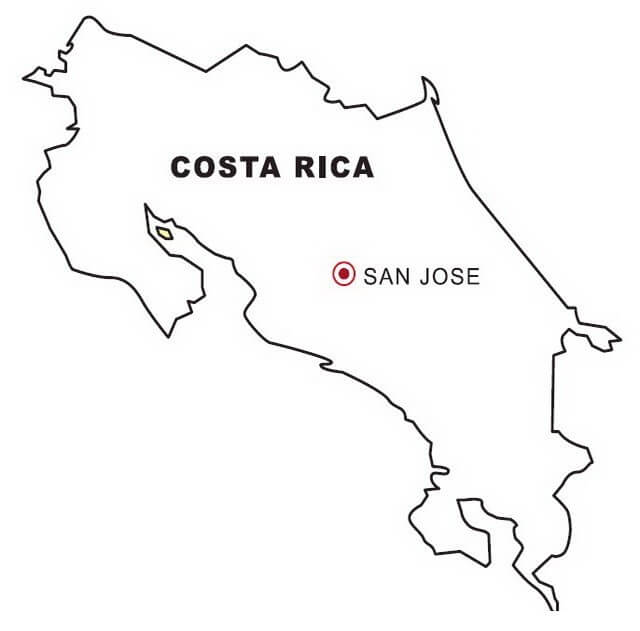 Mappa di Base Della Costa Rica da colorare