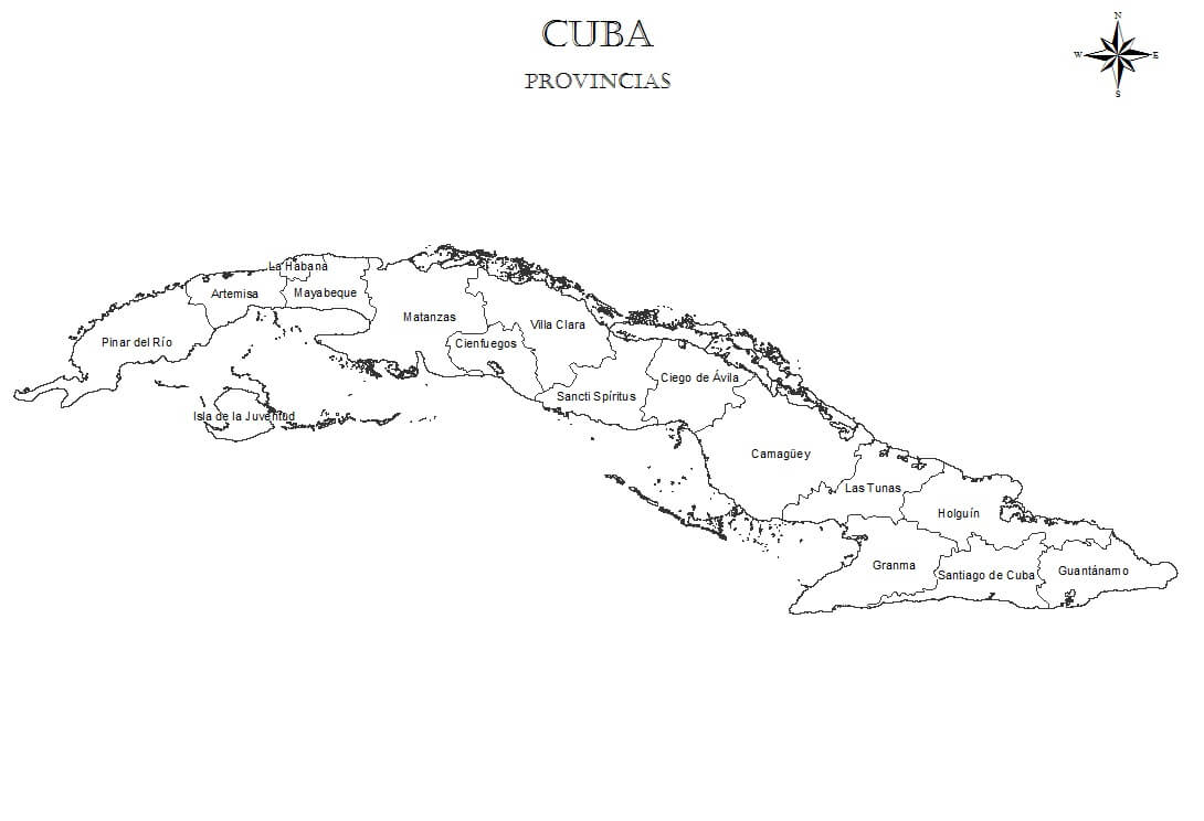 Mappa di Cuba da colorare