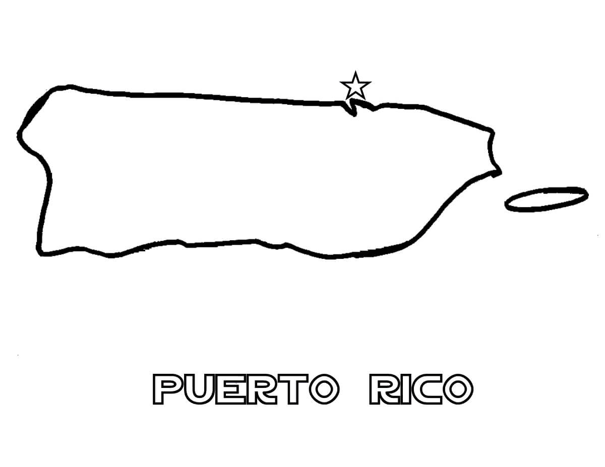 Mappa di Porto Rico da colorare