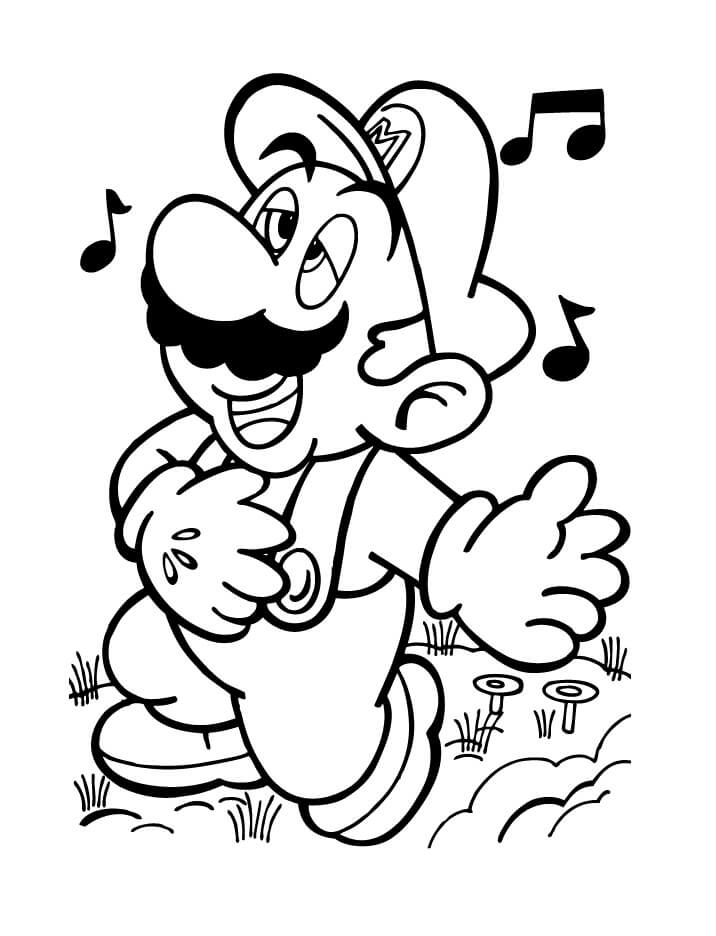 Mario Cantando da colorare