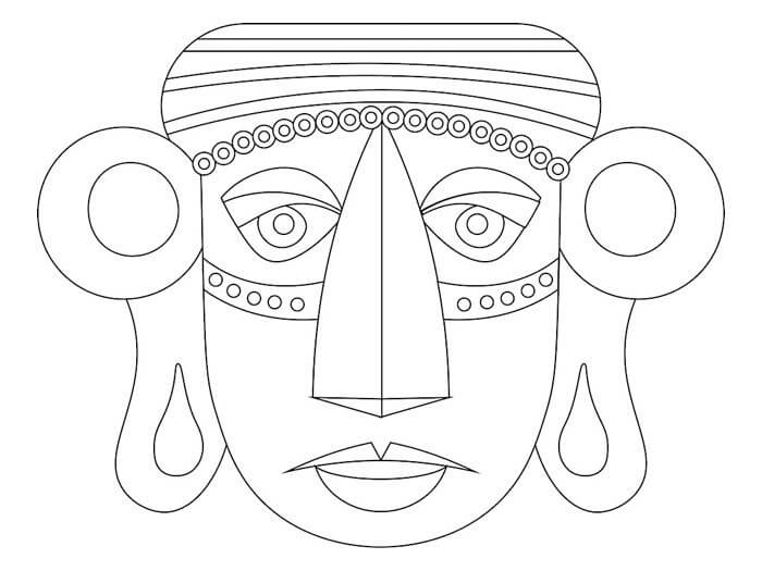 Maschera Inca da colorare