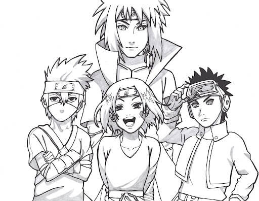 Minato e il Team 7 Felici da colorare