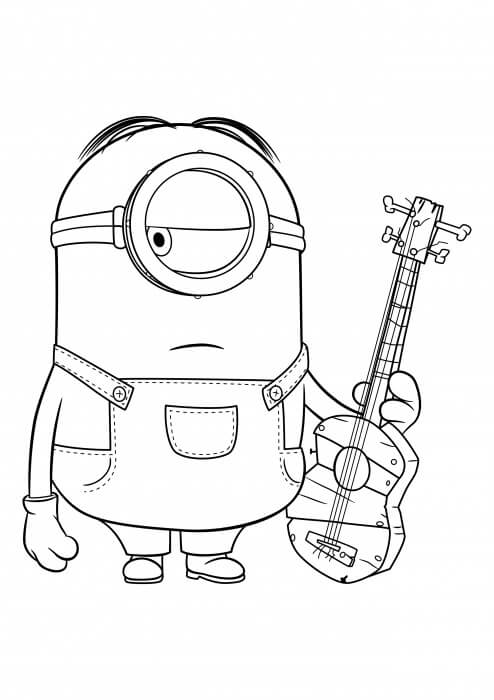 Minion che Tiene la Chitarra da colorare