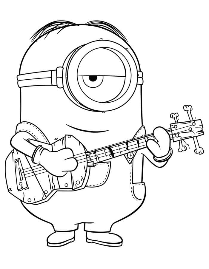 Minion suona la Chitarra da colorare