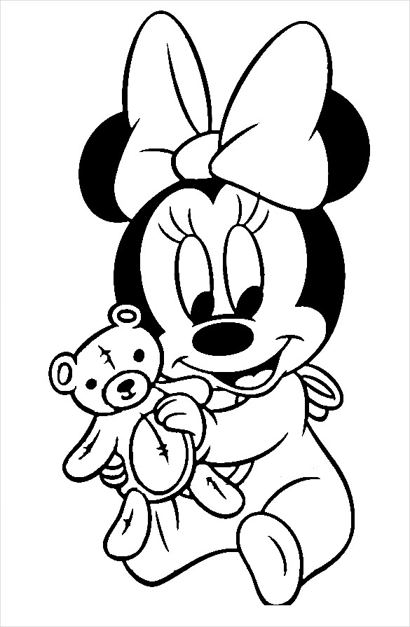 Minnie con L'orsacchiotto da colorare