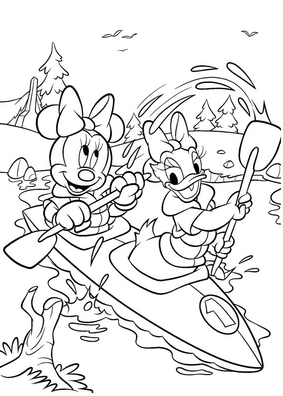 Minnie e Daisy Canottaggio da colorare