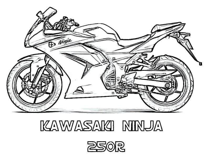 Motociclo Kawasaki Ninja 250R da colorare