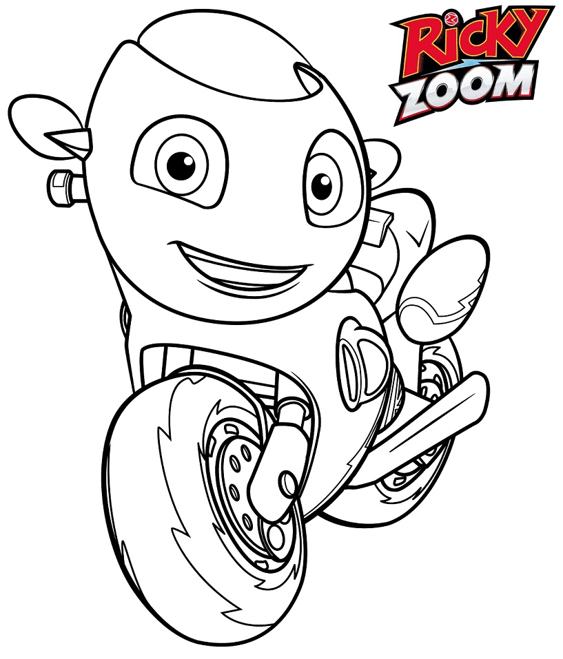 Motociclo Ricky Zoom da colorare