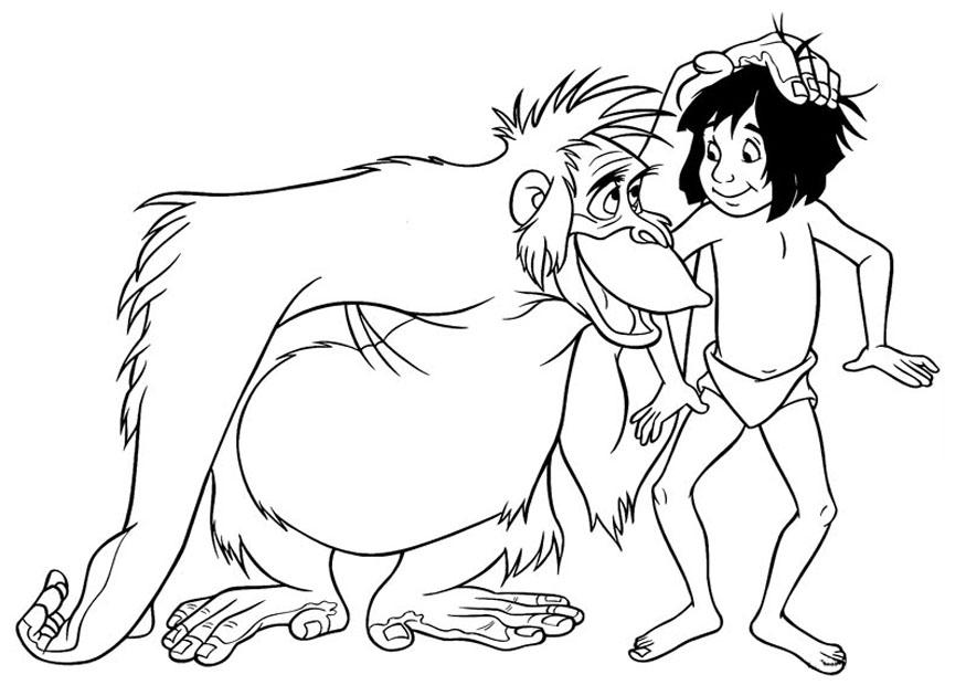 Mowgli e Scimmia da colorare