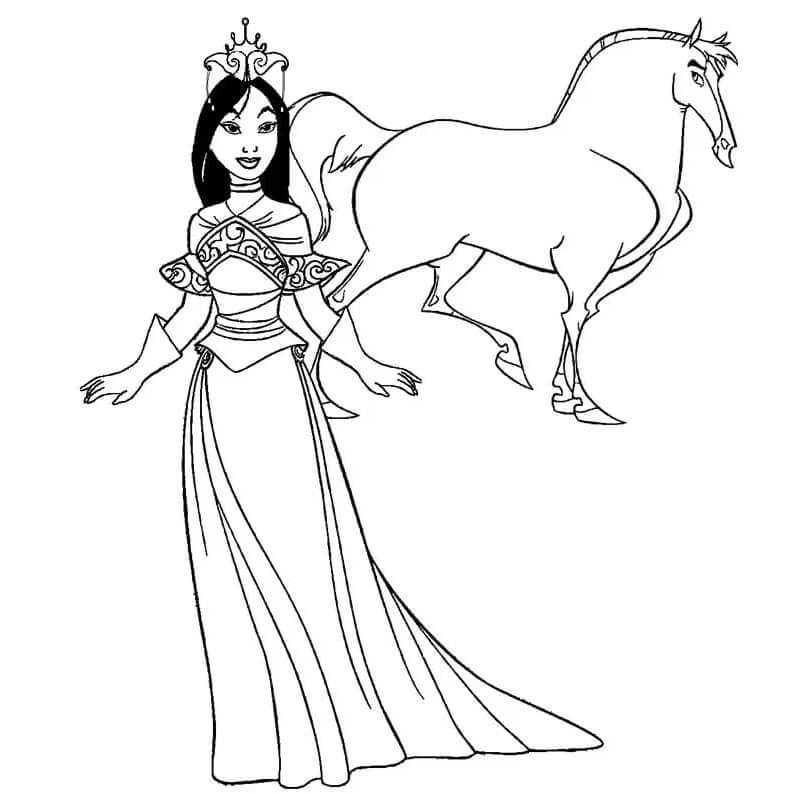 Mulan e il Suo Cavallo da colorare