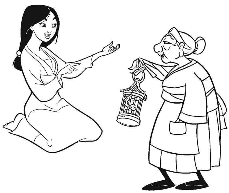 Mulan e Nonna da colorare