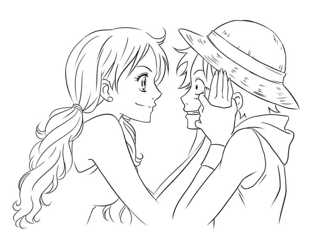 Nami e Luffy da colorare