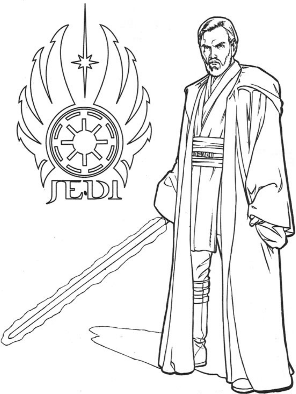 Obi Wan Kenobi tenendo la Spada da colorare