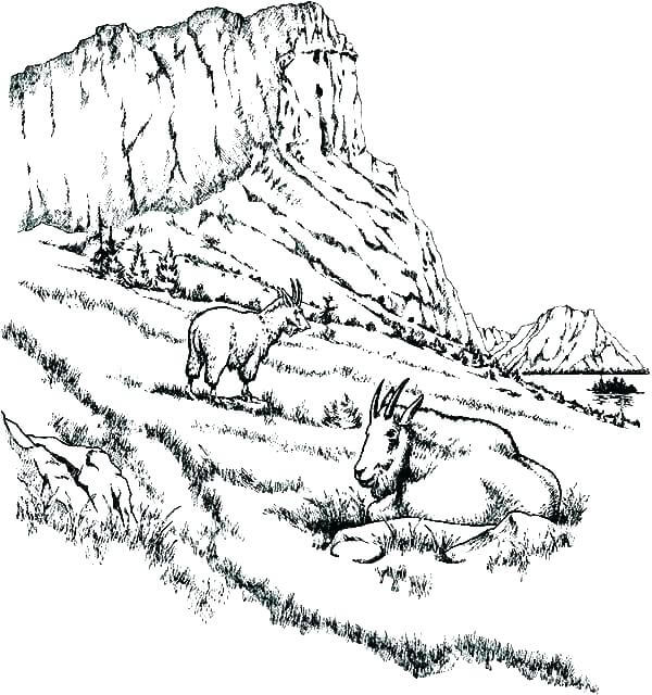 Paesaggio Delle montagne da colorare