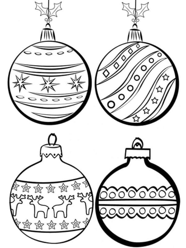 Palline con disegni di Natale da colorare