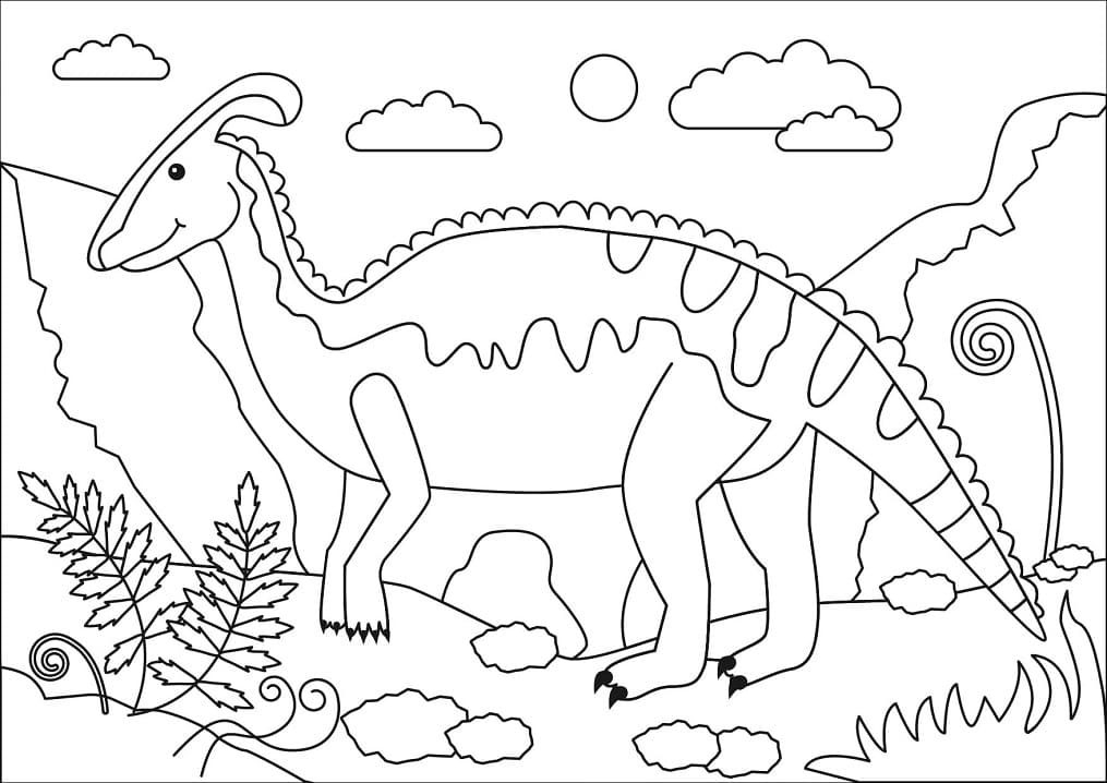 Parasaurolofo Sorridente da colorare