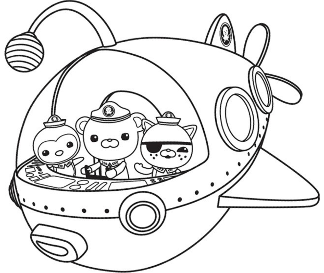 Peso, Capitano, Kwazii nella nave degli Octonauts da colorare