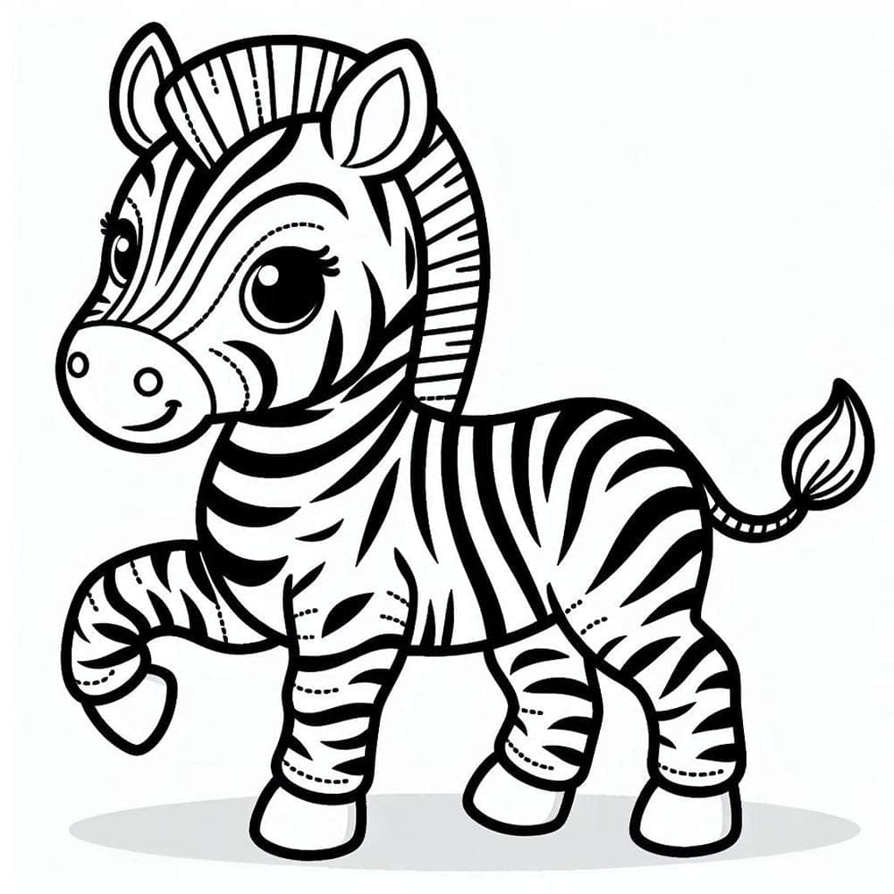 Piccole Zebra alzano i piedi da colorare