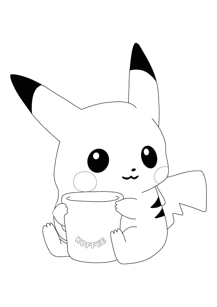 Pikachu con Koffee da colorare