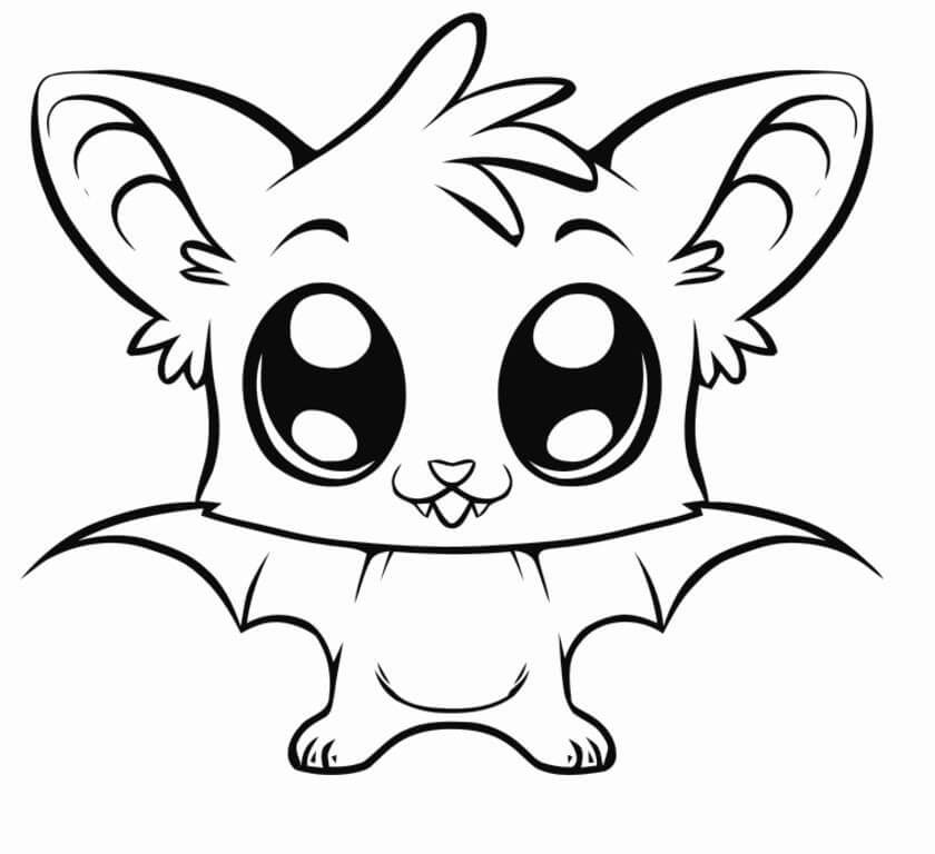 Pipistrello Kawaii da colorare