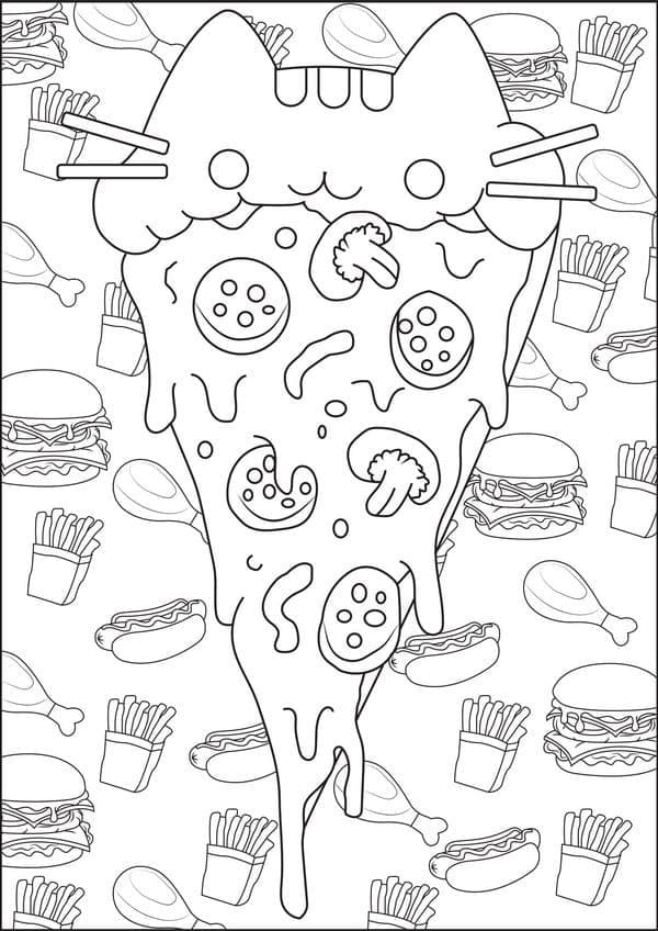 Pizza Pusheen da colorare