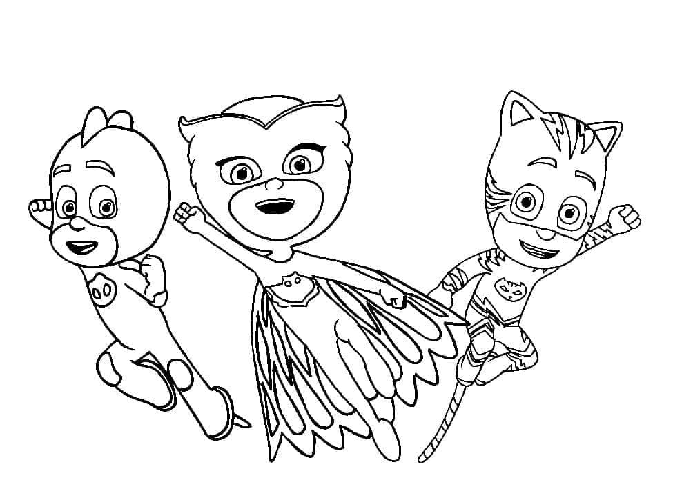 PJ Masks Team in Volo da colorare