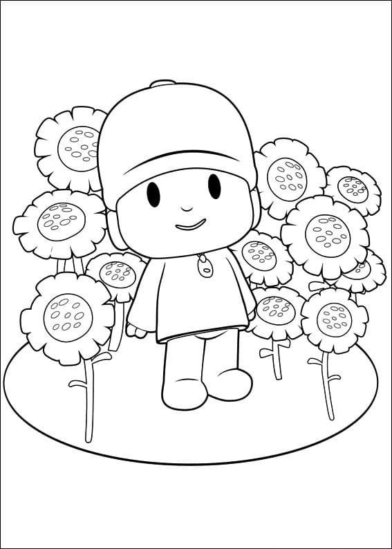 Pocoyo e Fiori da colorare