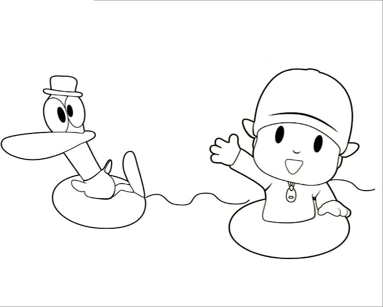 Pocoyo e Pato che Nuotano da colorare