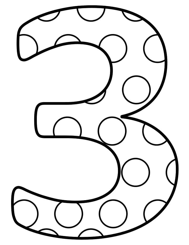 Printable Number 3 da colorare