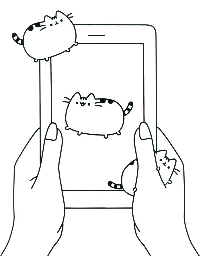 Pusheen al telefono da colorare