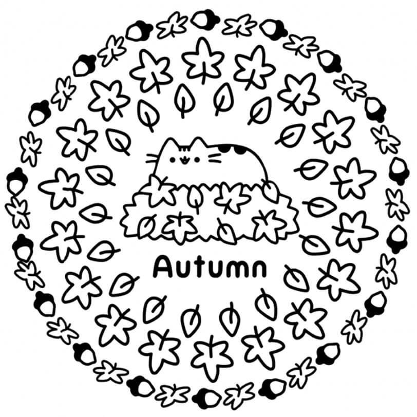 Pusheen autunnale da colorare