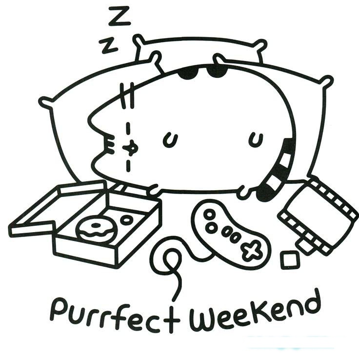 Pusheen che dorme da colorare