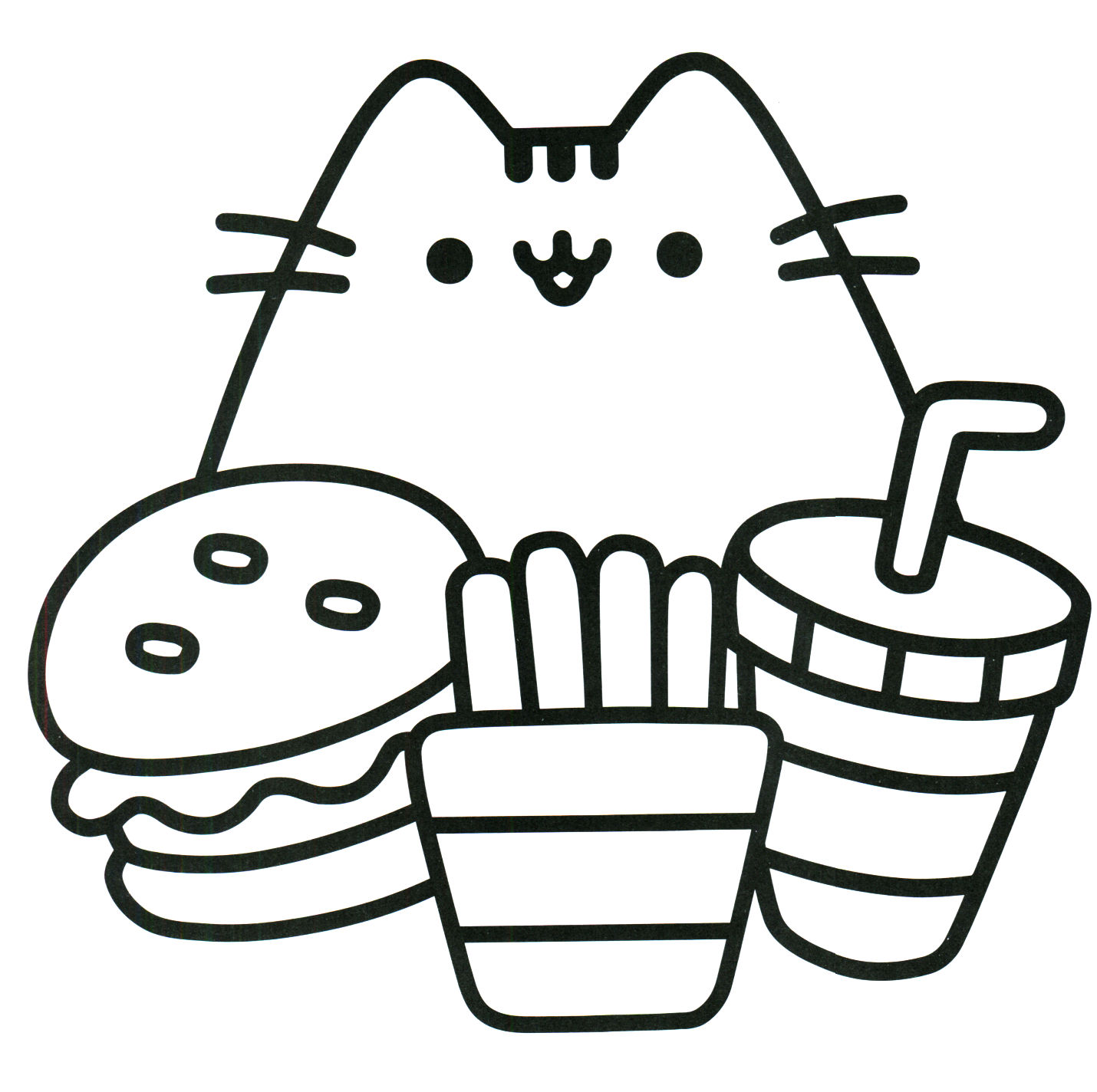 Pusheen con cibi da colorare
