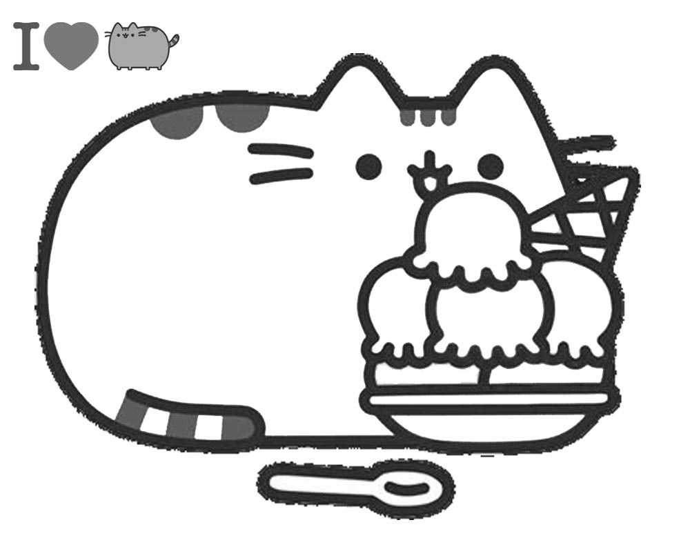 Pusheen Con Gelato da colorare