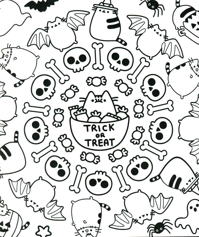 Pusheen dolcetto o scherzetto da colorare