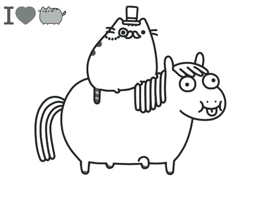 Pusheen e il grasso Pony da colorare