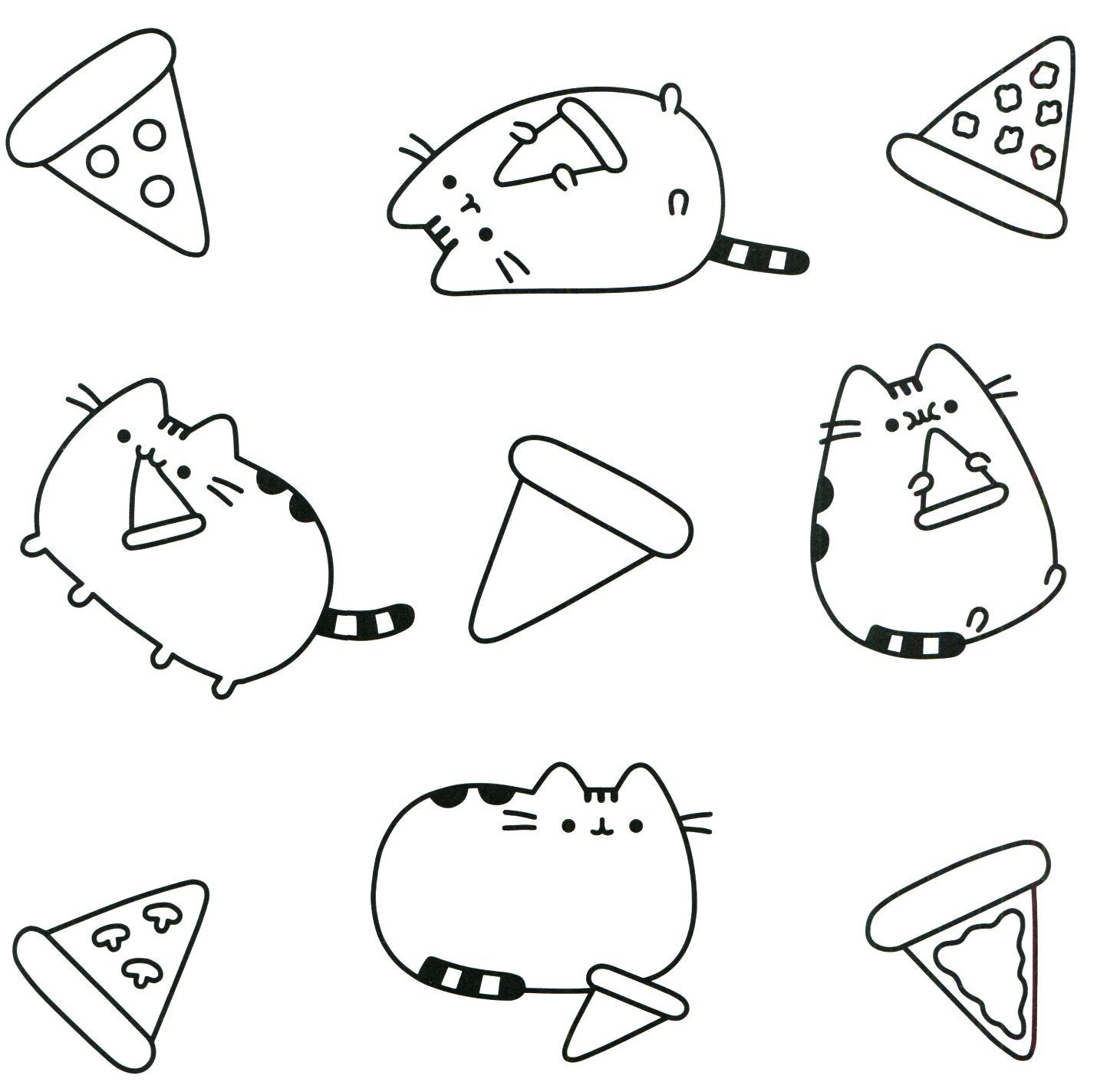 Pusheen e la pizza da colorare