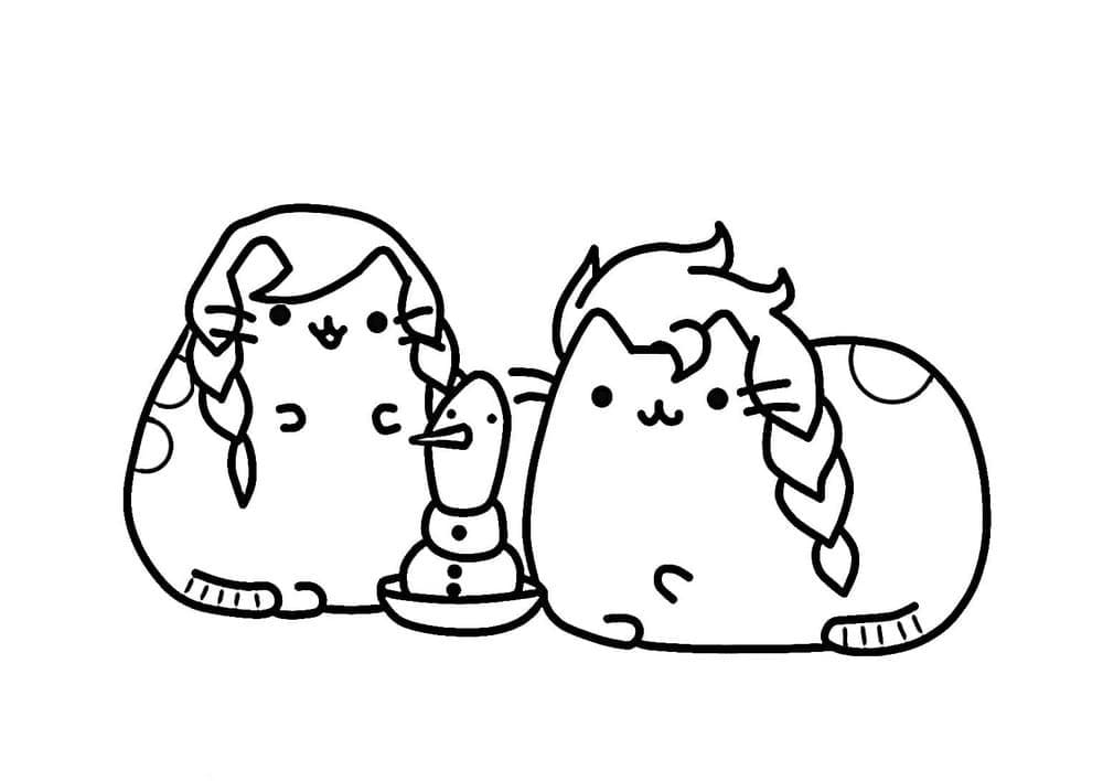Pusheen Elsa da colorare