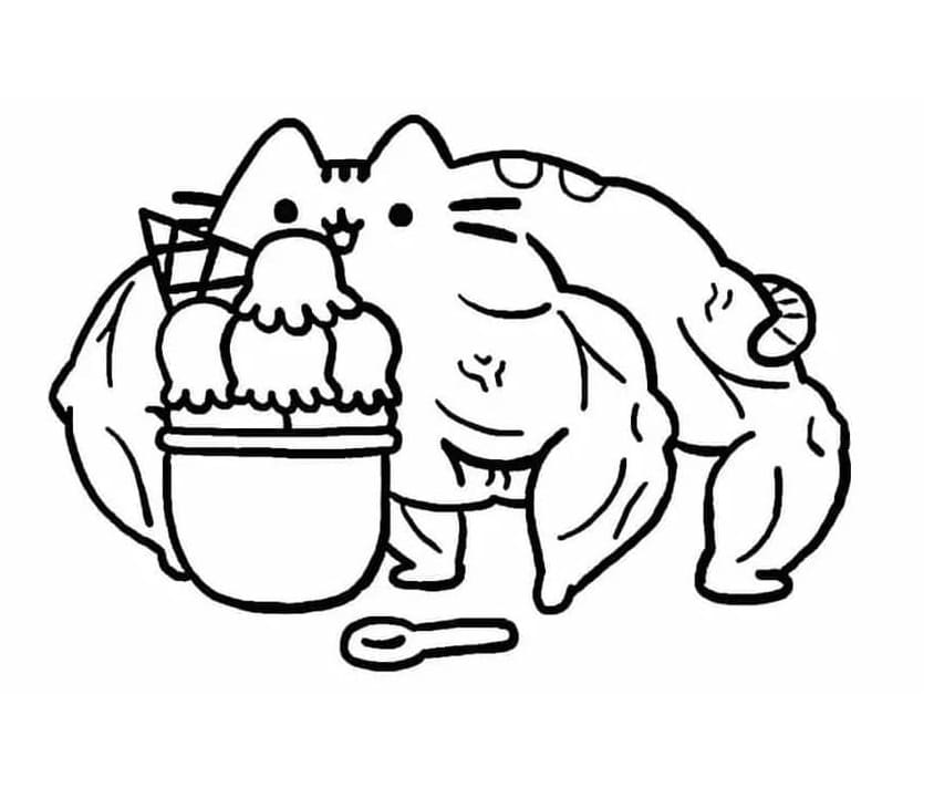 Pusheen forte da colorare