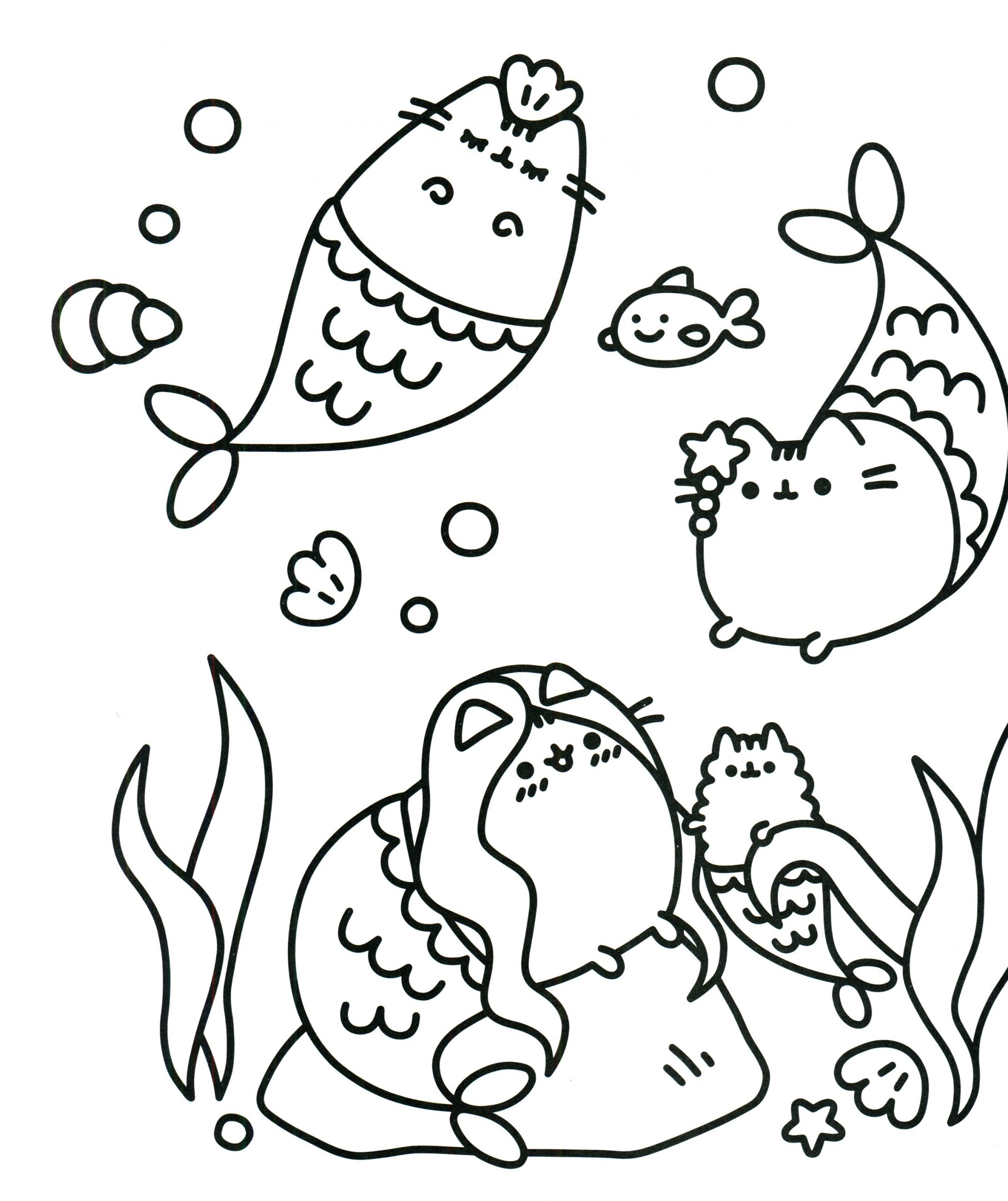 Pusheen la sirena da colorare