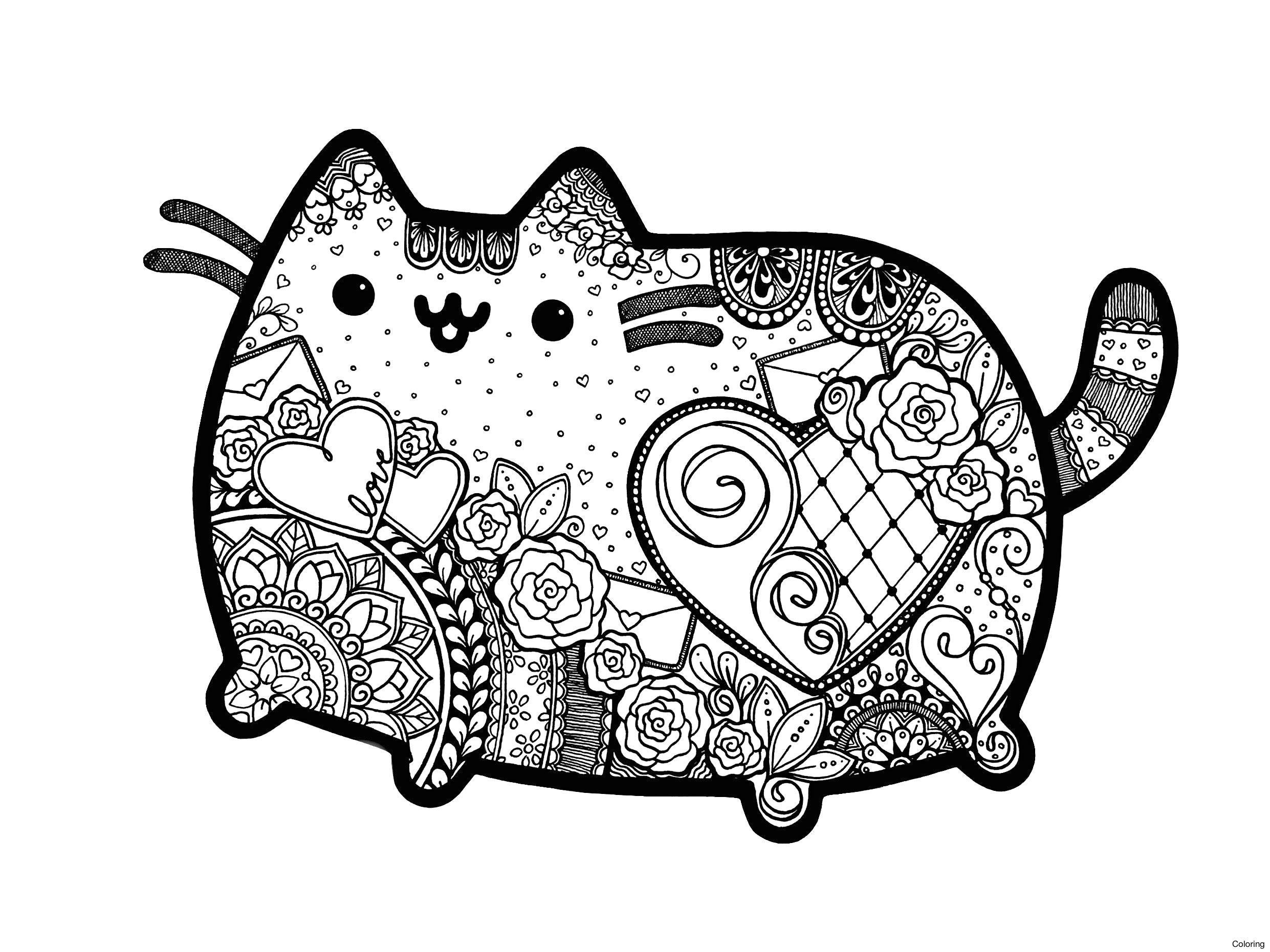 Pusheen Mandala da colorare