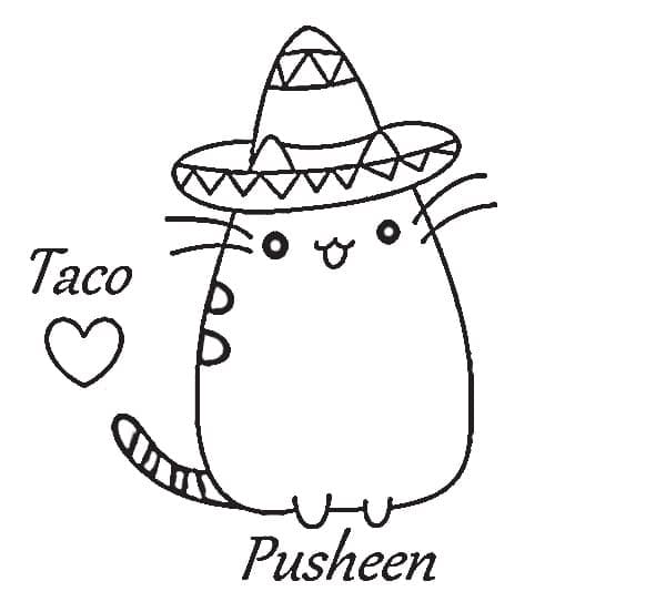 Pusheen Taco da colorare