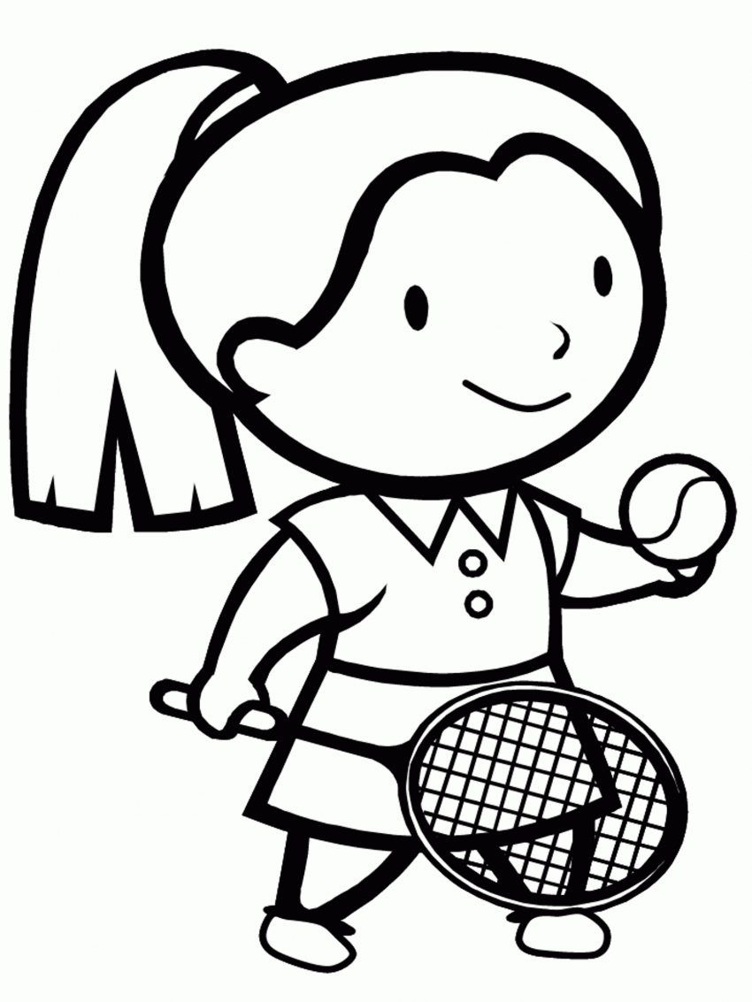 Ragazza che gioca a tennis da colorare