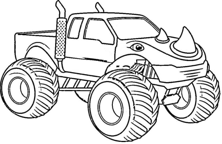 Rinoceronte di monster truck da colorare